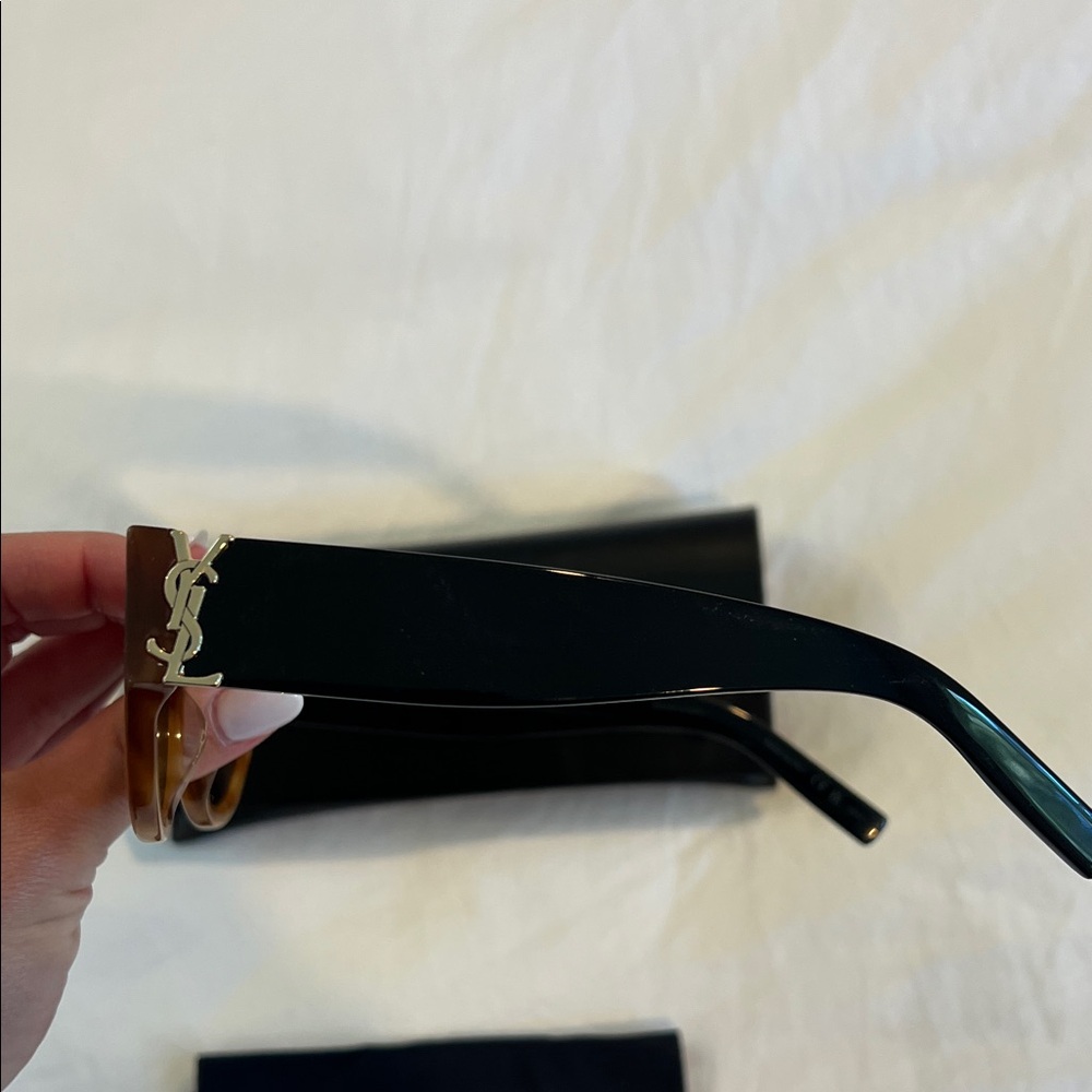 Yves Saint Laurent Women's Havana Monogram 53mm Cat Eye Sunglasses - Picture 4 of 8